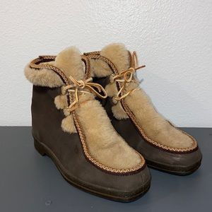Snowland Vintage Brown Boots with Shearling Lining and Accent Size 9